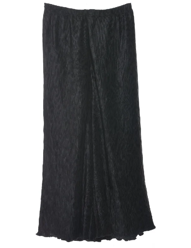 Flared Leg Black Trousers - W28 L26 Trousers Palazzo Wide Leg