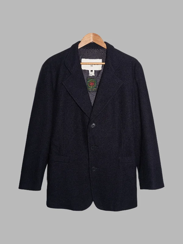 Dirk Bikkembergs Hommes 1990s dark navy wool melton three button blazer - sz 46 Women's Party Jacket