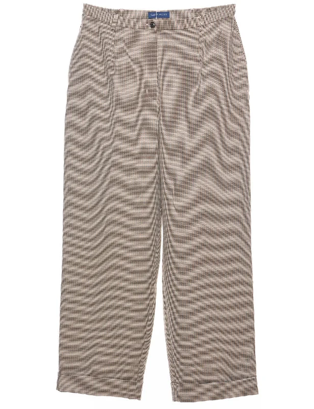 Dogtooth Light Brown & Off-White Trousers - W30 L29 Trousers sophisticated sleek