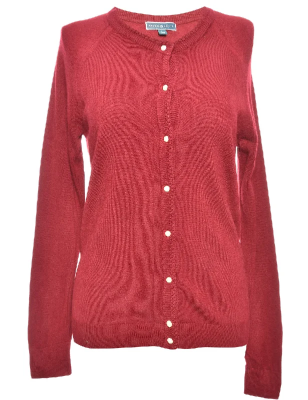 Maroon Karen Scott Cardigan - L Soft Cozy Warm