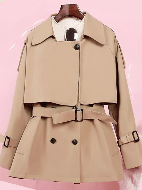 ASHORESHOP Spring Autumn Short Trench Coat Modern Classic Short Coat with Flange Hot sale Print Jacquard Embroidered