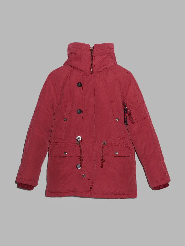 Vivienne Tam red N-3B style down puffer coat - size 1 S XS Houndstooth Coat Plaid Coat Tartan Coat