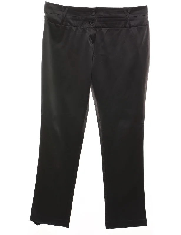 Classic Black Shiny Trousers - W38 L32 Trousers Party Sparkling