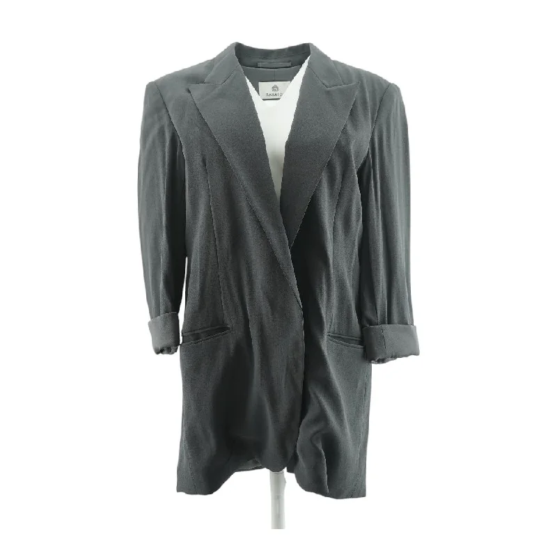 Gray Solid Blazer Women's Handmade Blazer