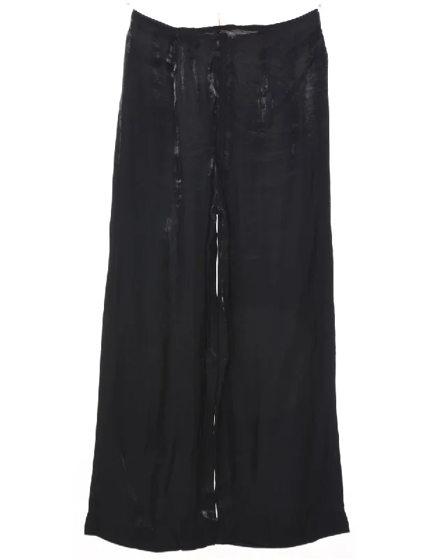 Shiny Black Trousers - W26 L25 Trousers Pleated Formal
