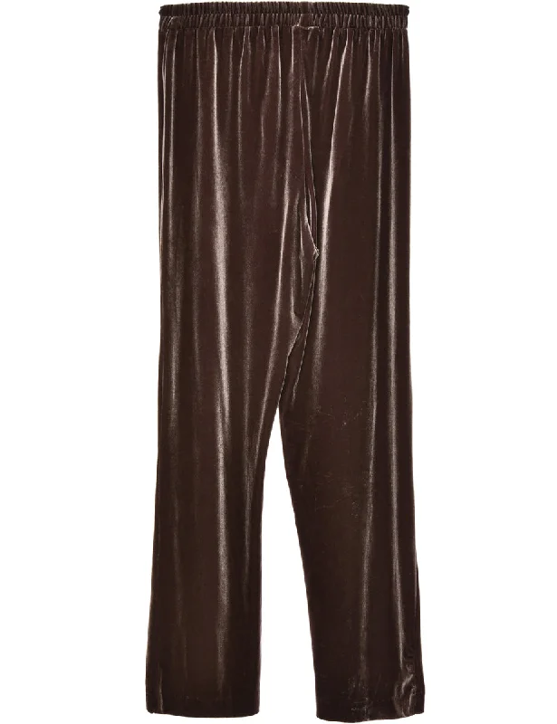 Dark Brown Velvet Trousers - W26 L34 Trousers Evening Elegant