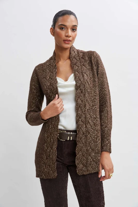 Metallic Cable Cardigan Nylon Fabric Polyester Fabric Spandex Fabric
