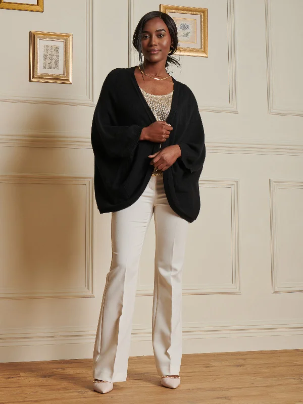 Loose Fit Batwing Knitted Cardigan, Black Handmade Hand-knitted Hand-woven