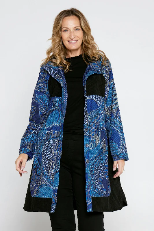 Bicheno Corduroy Coat - Lapis Lazuli Off-the-Shoulder Jacket Double-Breasted Coat Single-Breasted Coat