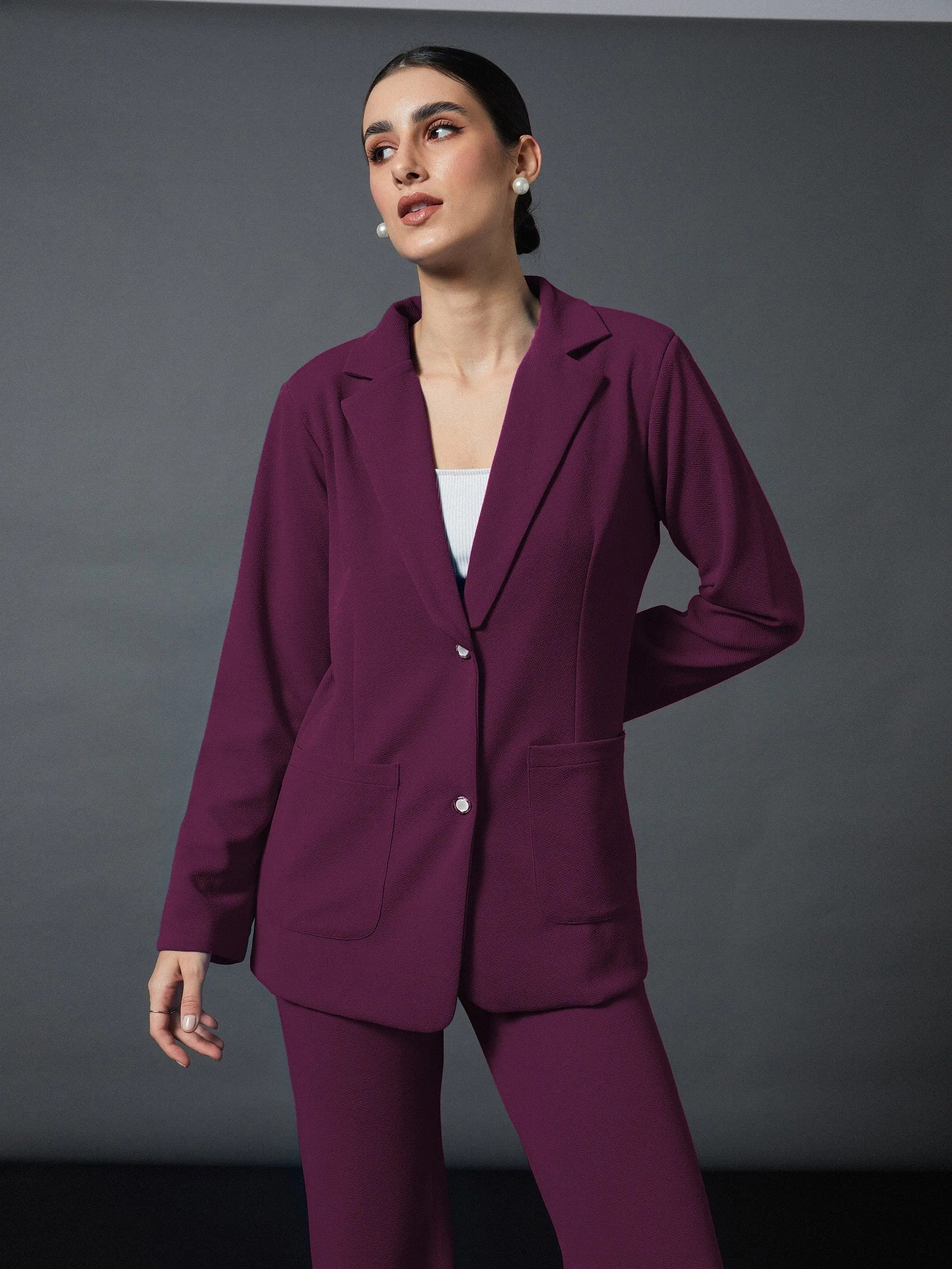 Women Mauve Slim Fit Blazer Women's Classic Blazer