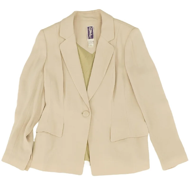 Vintage Beige Solid Blazer Women's Custom Jacket