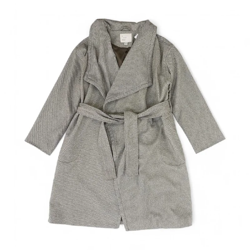 Gray Striped Coat Vent Hem Cuff