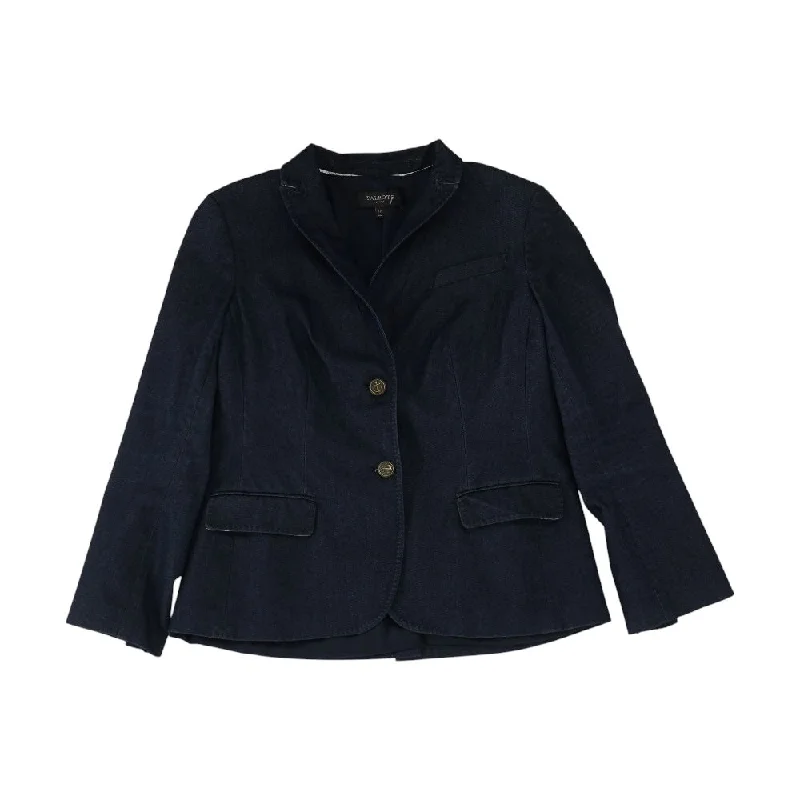 Navy Solid Blazer Women's Denim Suit