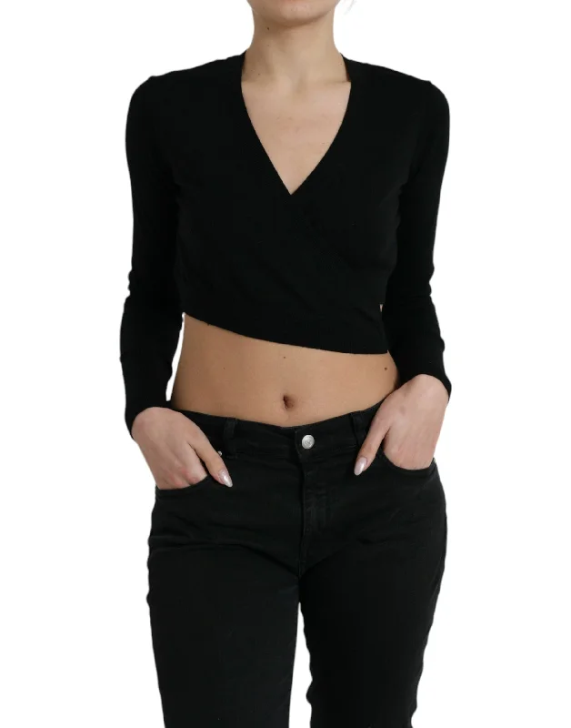 Dolce & Gabbana Elegant Black Virgin Wool Cardigan Sweater Elegant Classic Vintage