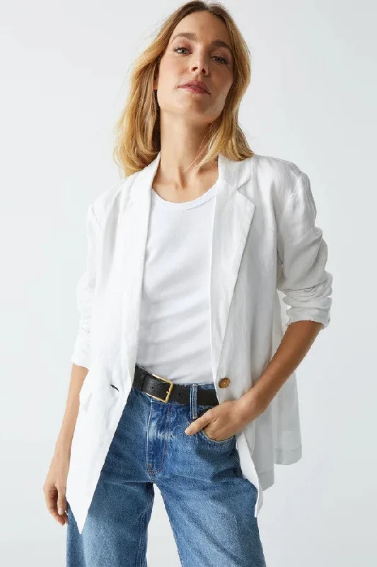 White Lottie Linen Blazer Women's Vintage Suit