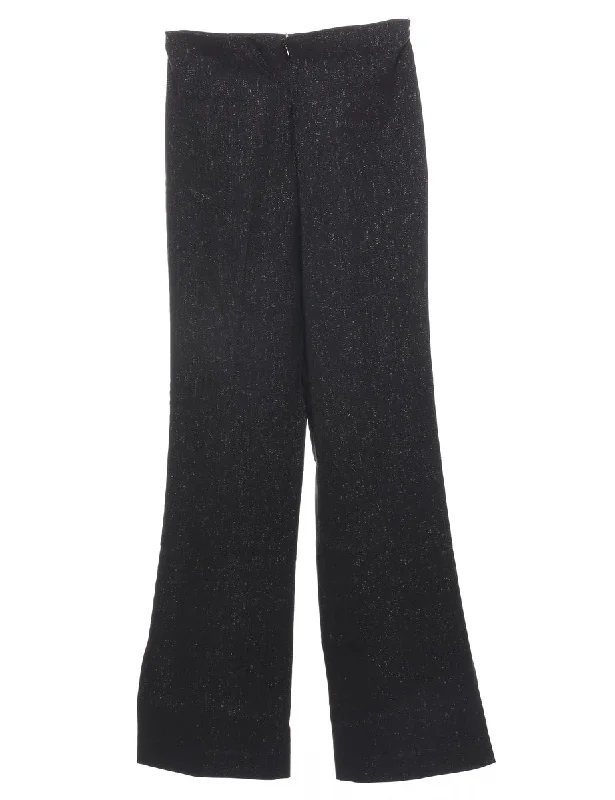Metallic Pattern Black Trousers - W26 L32 Trousers Sale Discount