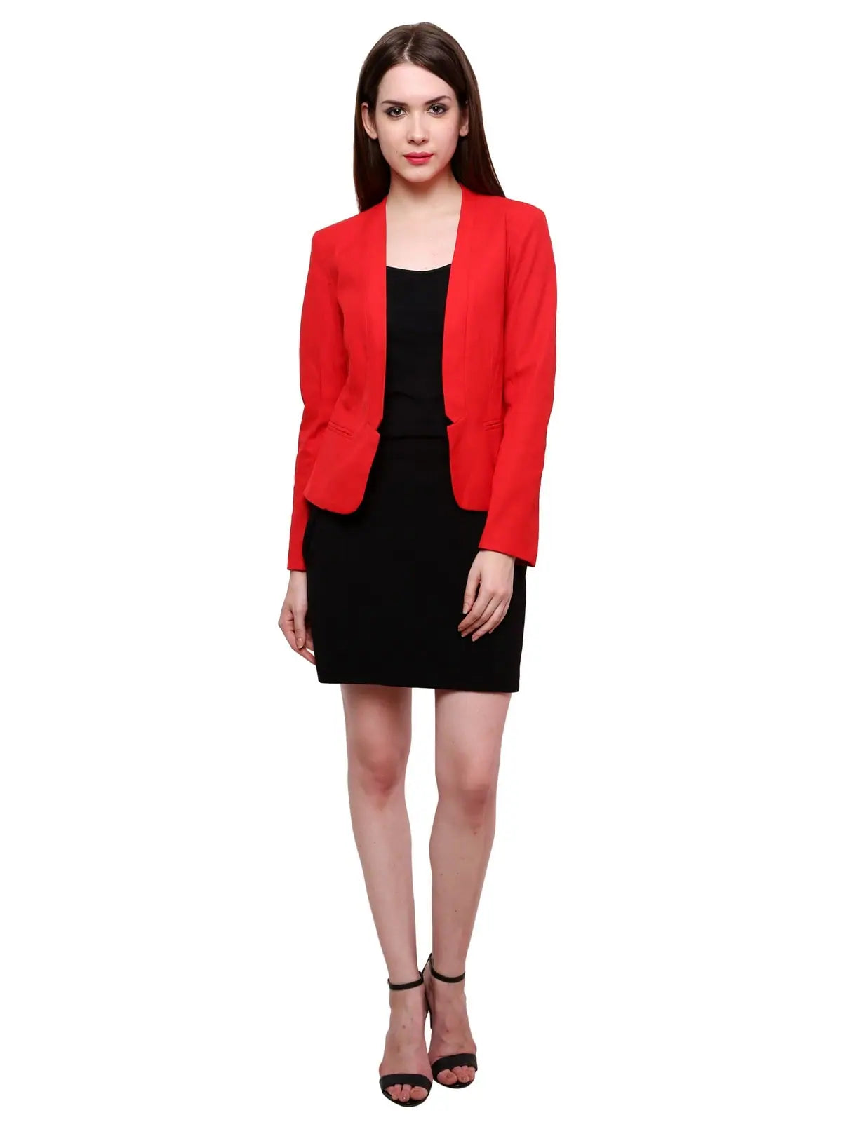 Red Solid Blazer Women's Custom Suit