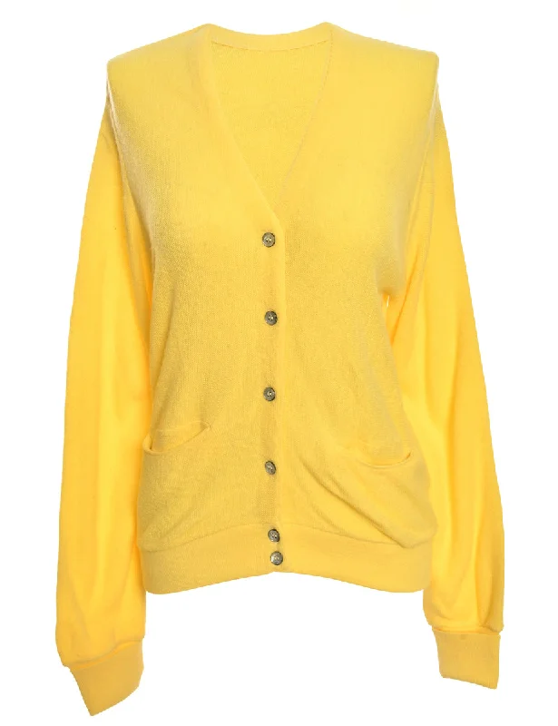 Button Front Yellow Cardigan - XXL Sequined Glittery Shiny
