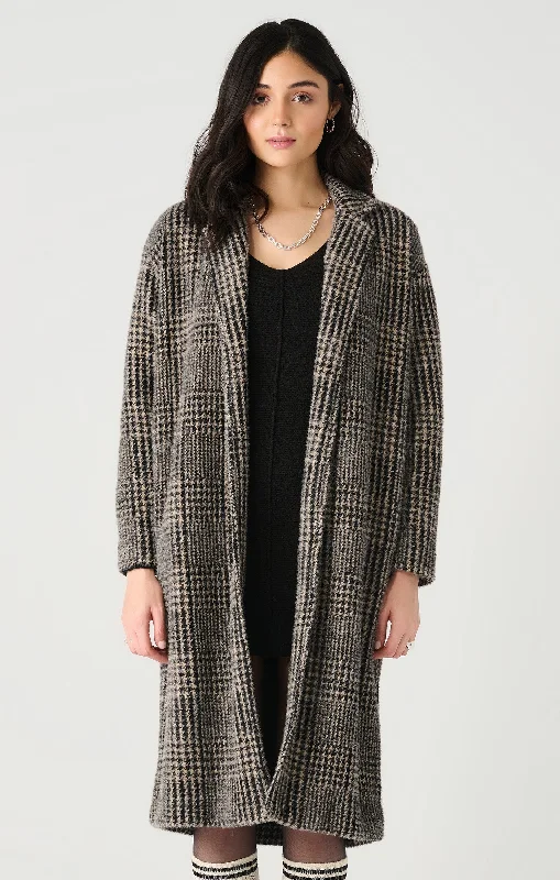 Houndstooth Knit Coat (Dex) (Plus) Welt Pockets Slit Pockets Flap Pockets
