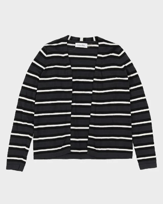 Calvin Klein Grey Striped Cardigan - S Collared Crew Neck Turtle Neck
