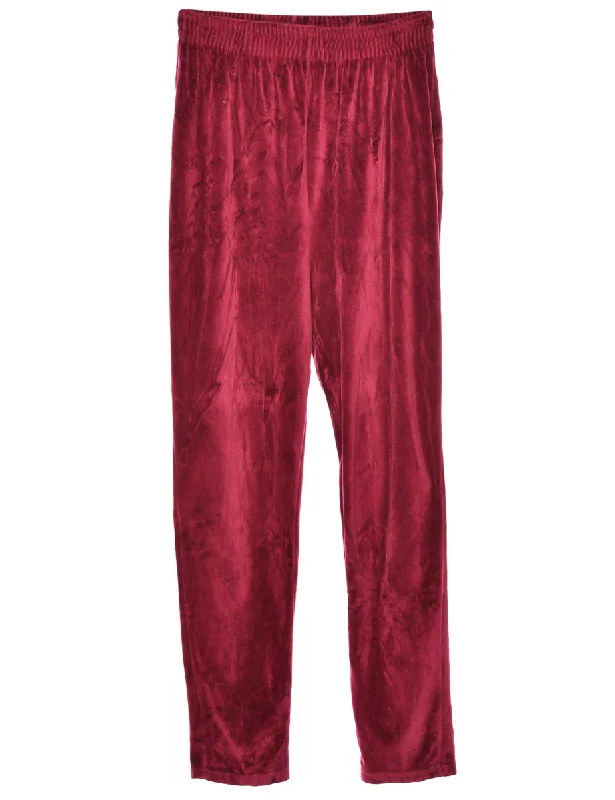 Velvet Fabric Maroon Trousers - W28 L33 Trousers Wedding White