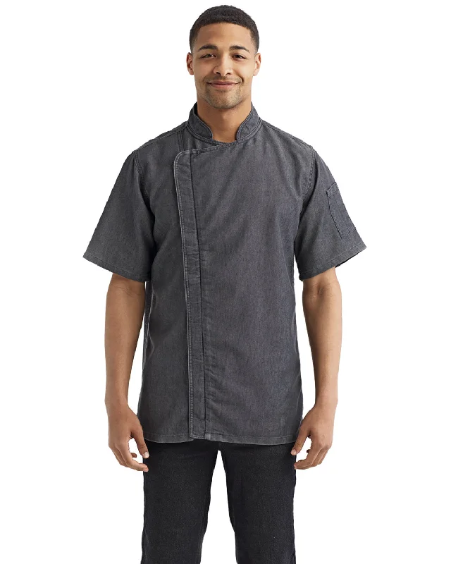 Artisan Collection by Reprime RP906 Unisex Zip-Close Short Sleeve Chef's Coat Tailored Straight A-Line