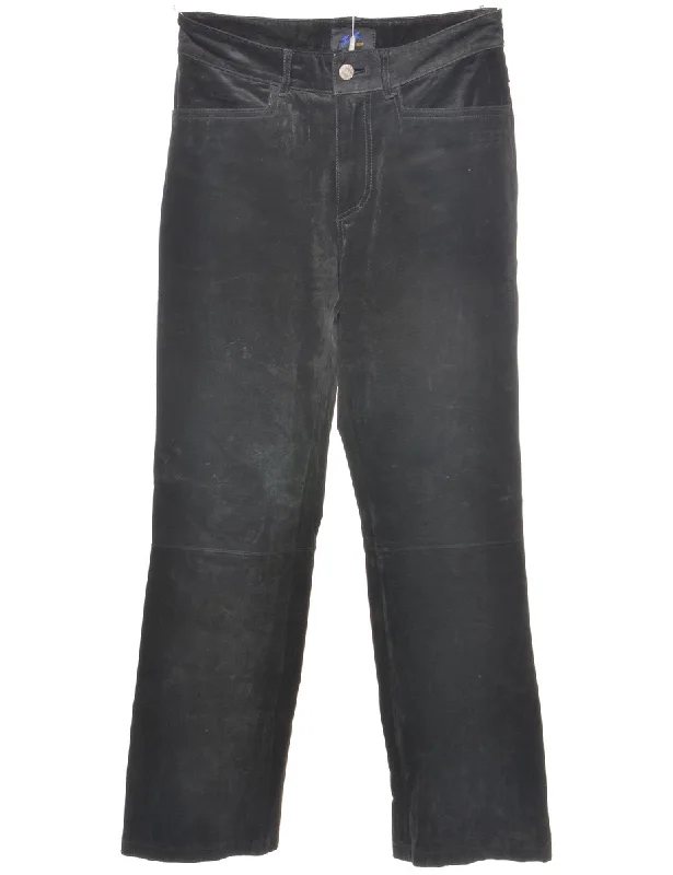 Suede Black Trousers - W28 L28 Trousers Denim Distressed