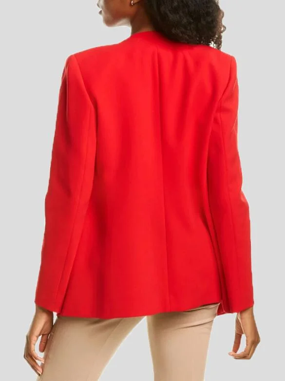 Chic Open Front Blazer Women's Denim Suit