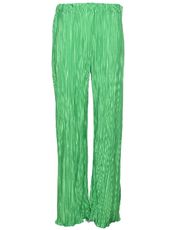 Green Trousers - W26 L31 Trousers Flared Retro