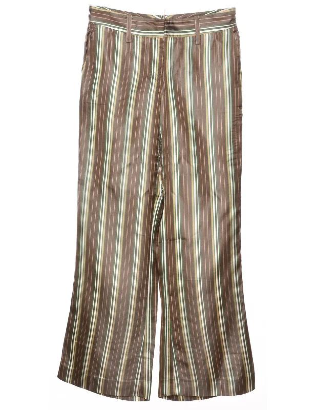 Striped Trousers - W30 L31 High Waist Slim Fit Ankle Length
