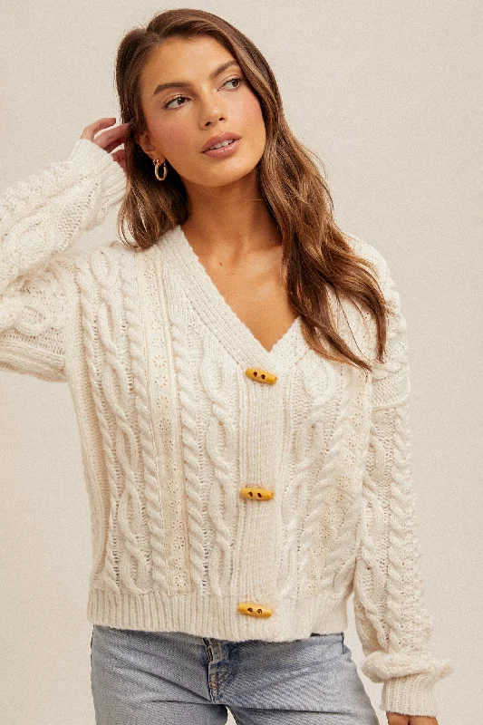 Cable Knit Cardigan 8153 Denim Fabric Leather Fabric Suede Fabric