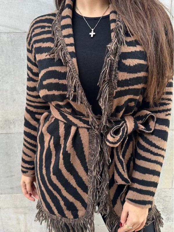Cardigan with belt Glossy Satin Silk