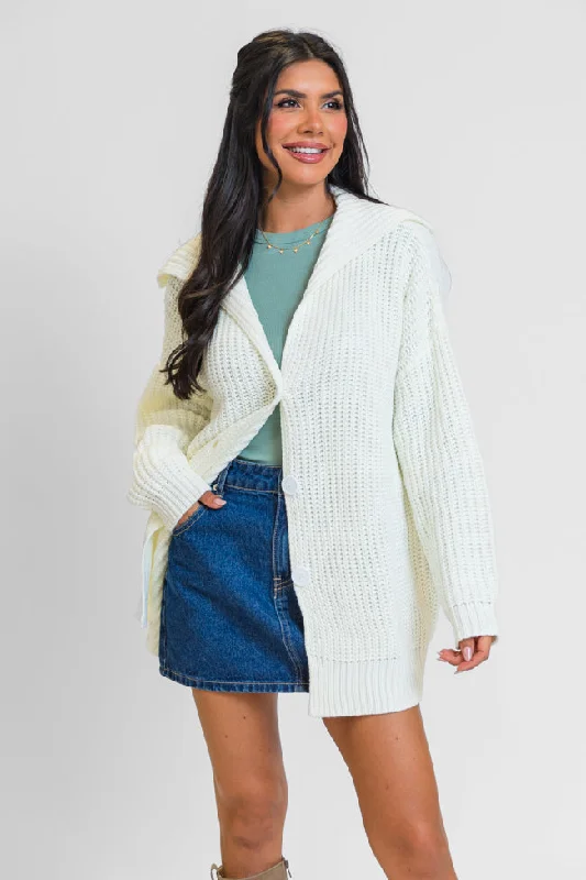 All In Theory Cream Oversized Cardigan FINAL SALE Zippered Front Buttoned Front Snap Front