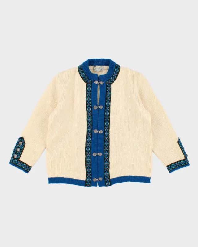 Vintage Women's Cream Norwegian style Knit Wool Cardigan - S Fleece Cardigan Nylon Polyester Vintage Women's Cream Norwegian style Knit Wool Cardigan - S Fleece Cardigan Nylon Polyester