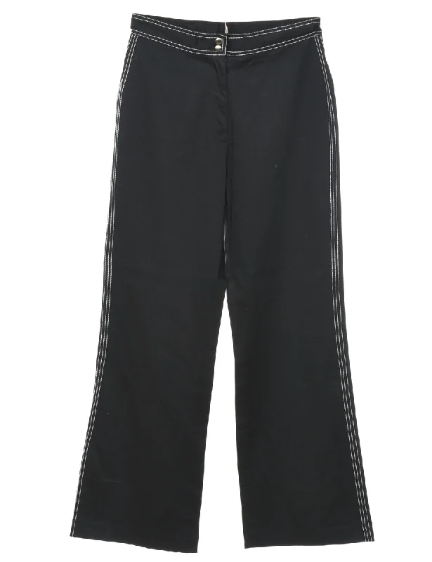 Flared Leg Black Trousers - W28 L32 Trousers trendy modern