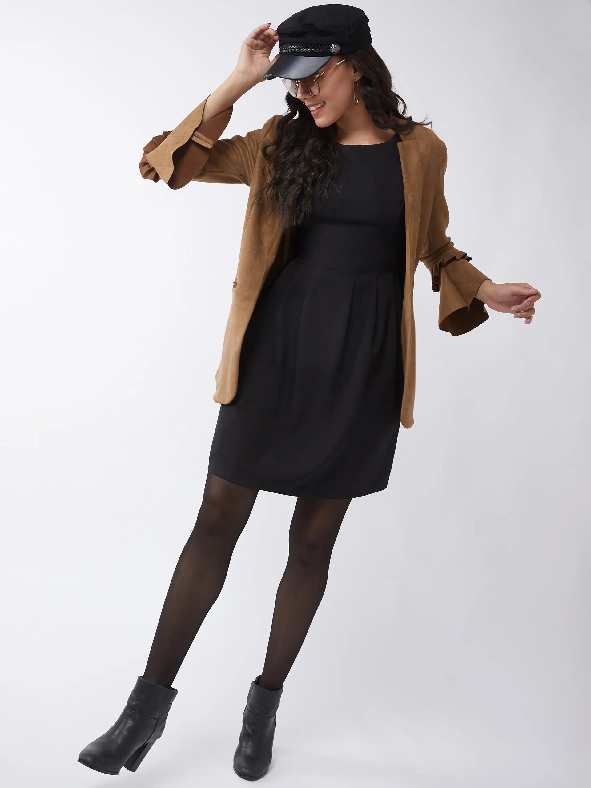 Solid Blazer With Ruffle-ZL7039YLLW-S Women's Business Blazer