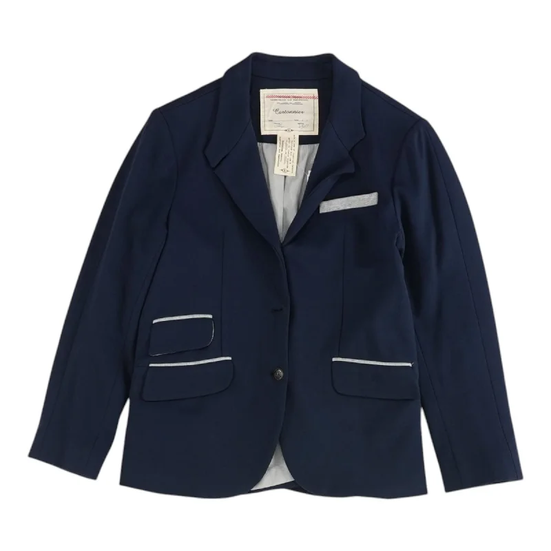 Navy Solid Blazer Women's Trendy Jacket