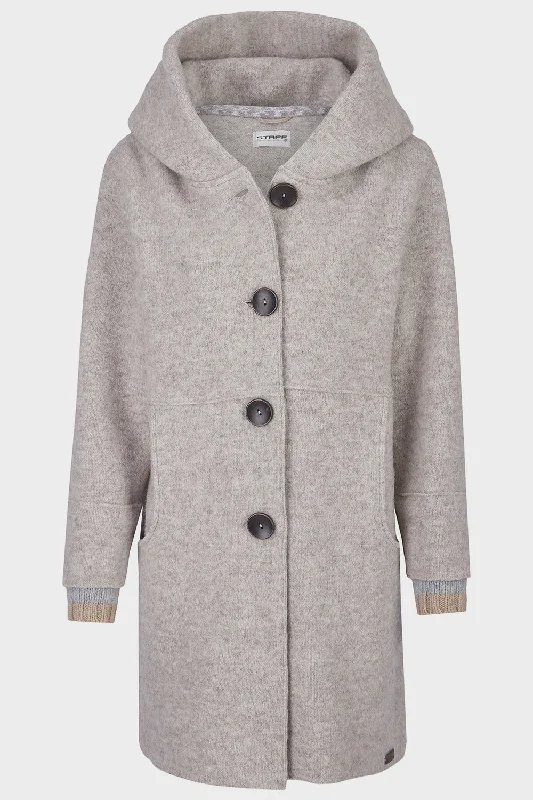 Stapf ANNIKA Beige Water-Repellent Wool Coat Made in Austria Asymmetrical Diagonal princess