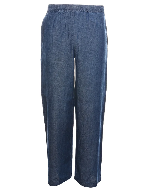 Medium Wash Wide Leg Denim Trousers - W26 L31 Trousers Brand Named