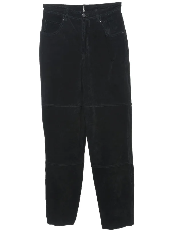 Black Suede Tapered Trousers - W28 L31 Trousers Bestseller Popular