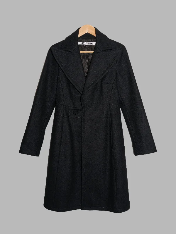 Dirk Bikkembergs 1990s black wool melton large peak lapel coat - size 40 Vest Waistcoat Gilet
