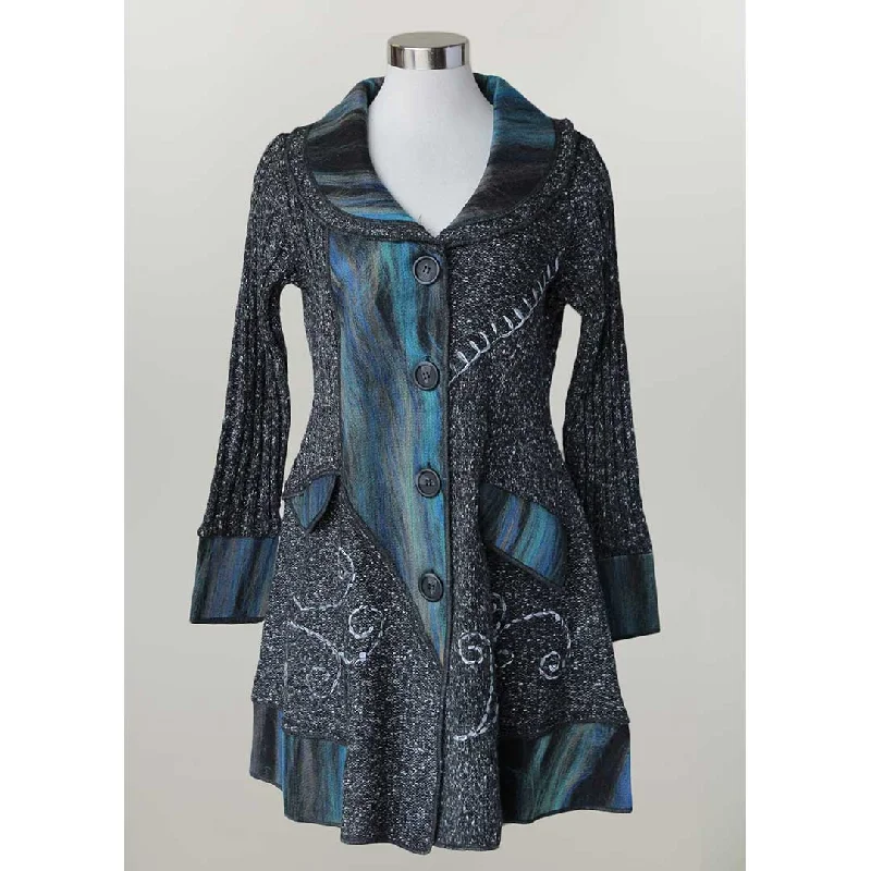 Keren Hart Women's Mixed Media Cardi Coat Nylon Polyester Spandex