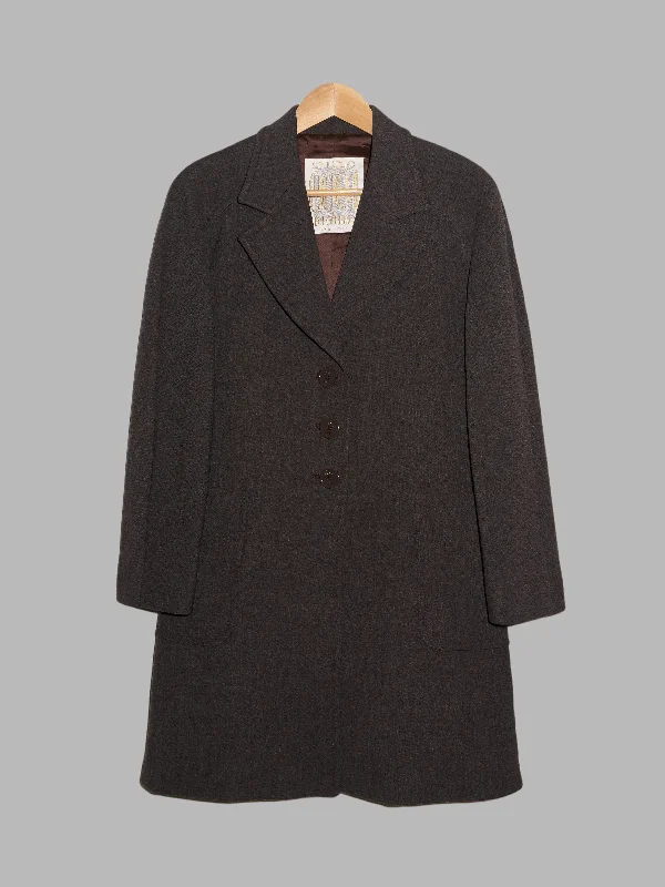 Studio 0001 Gianfranco Ferre 1980s brown wool three button coat - size 8 Turtleneck Wrap Cape