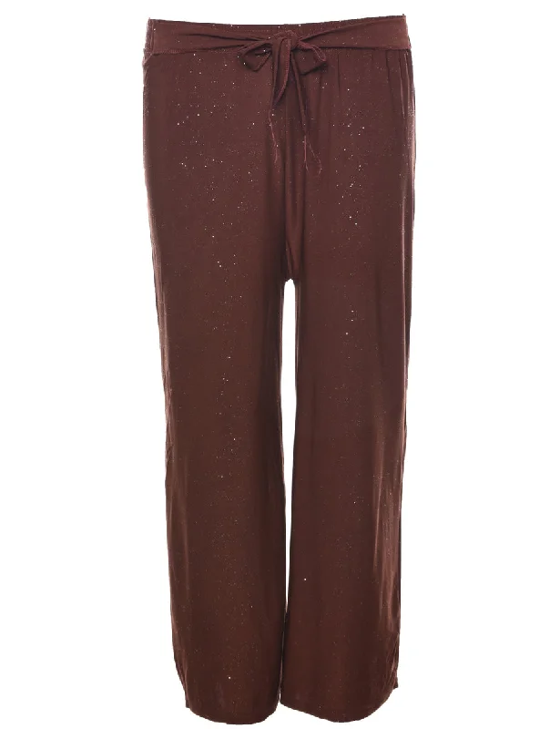 Dark Brown Trousers - W28 L22 Trousers Low Rise Relaxed