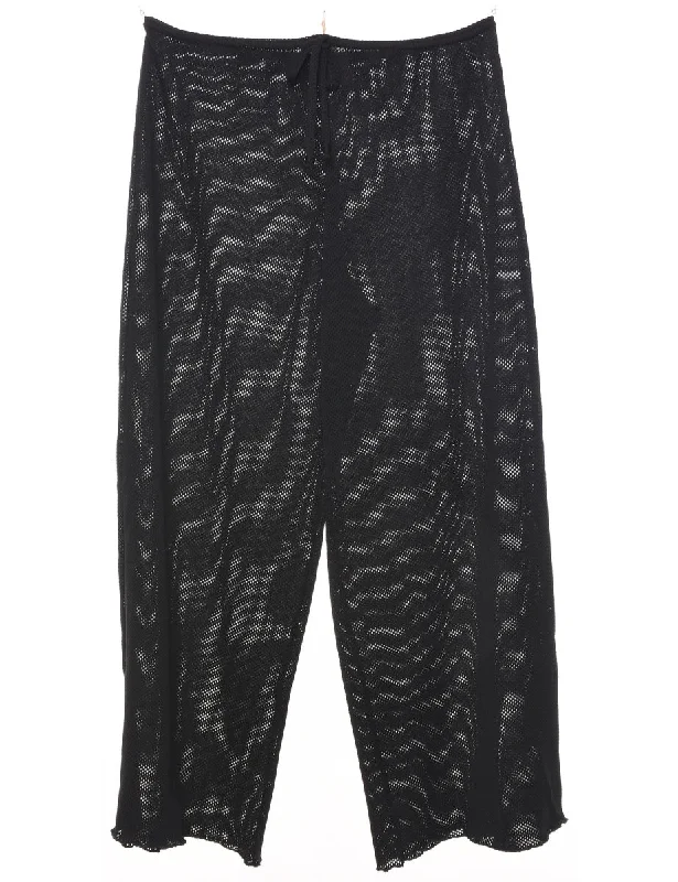 Black Sheer Trousers - W28 L26 Trousers Harem Relaxed Fit