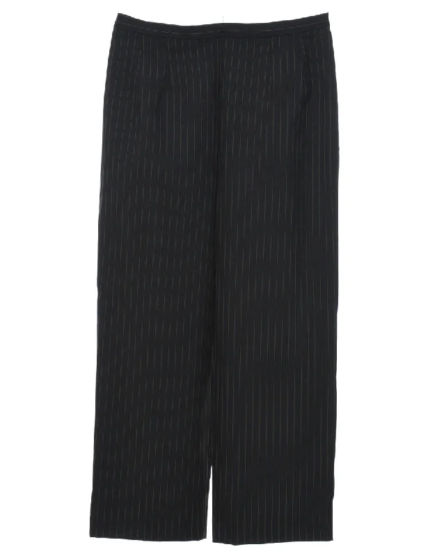 Black Pinstriped Trousers - W30 L27 Trousers Hiking Durable