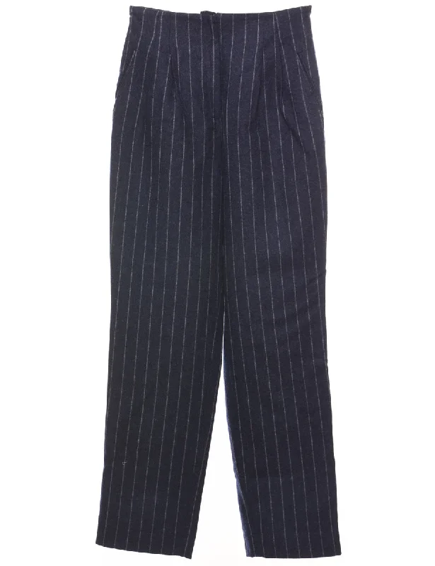 Striped Navy & White Casual Trousers - W28 L31 Trousers practical durable