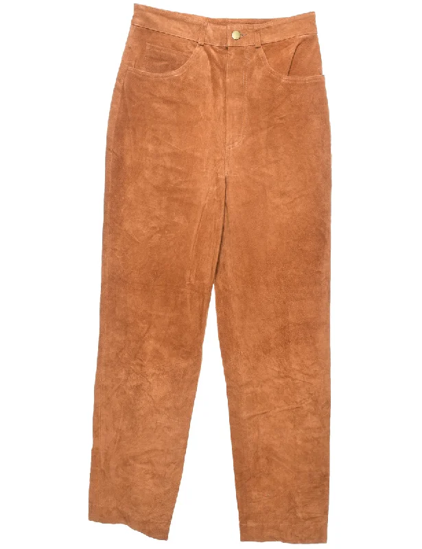 Brown Classic Suede Trousers - W28 L29 Trousers Versatile Stylish