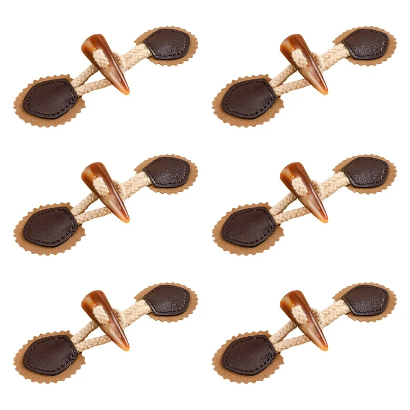 6 Sets Sew on Toggle Buttons Resin Horn Buttons for Winter Coat Bags Clothes Style B Lapel Coat Peter Pan Collar Coat Cowl Neck Coat