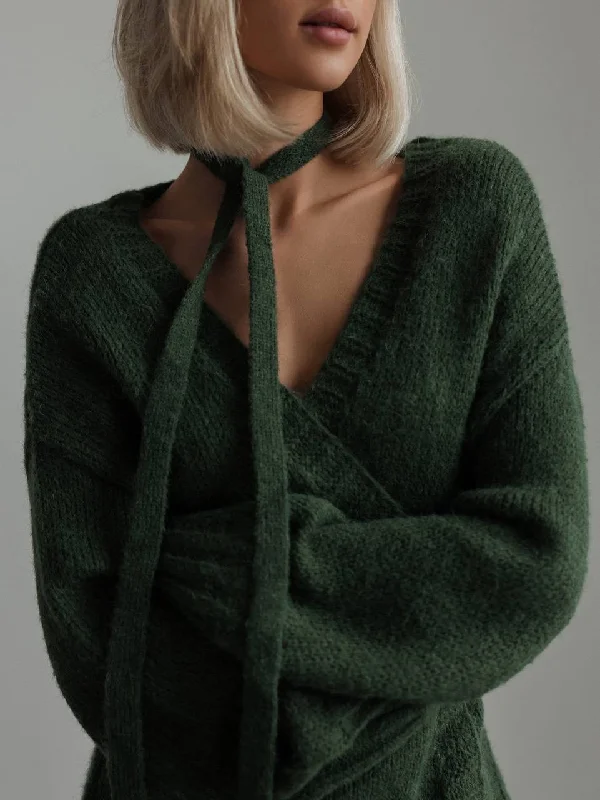 Oversized Knit Cardigan Solid Print Embellished
